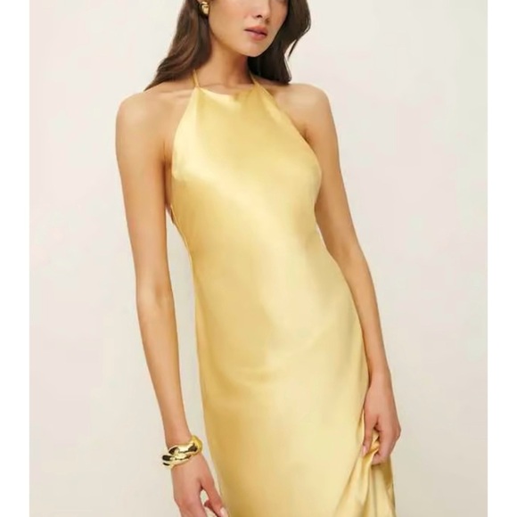 Reformation Jeany Backless Silk Formal
Long Maxi Dress Sunshine Yellow size XLP - Picture 3 of 5
